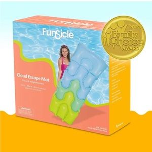 Funsicle 6ft Cloud☁️Escape Inflatable Water💦Lounge Mat W Cushioned Headrest